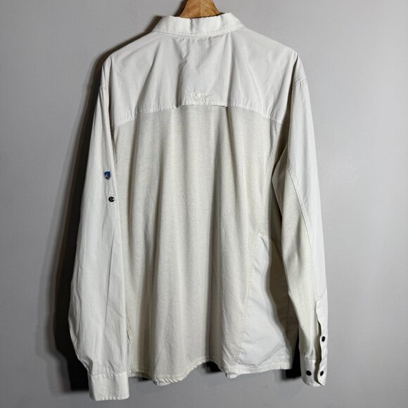 Kuhl Airkraft Roll Tab Button Down Long Sleeve Shirt Men's XL Ivory Outdoor Dad - Picture 11 of 16